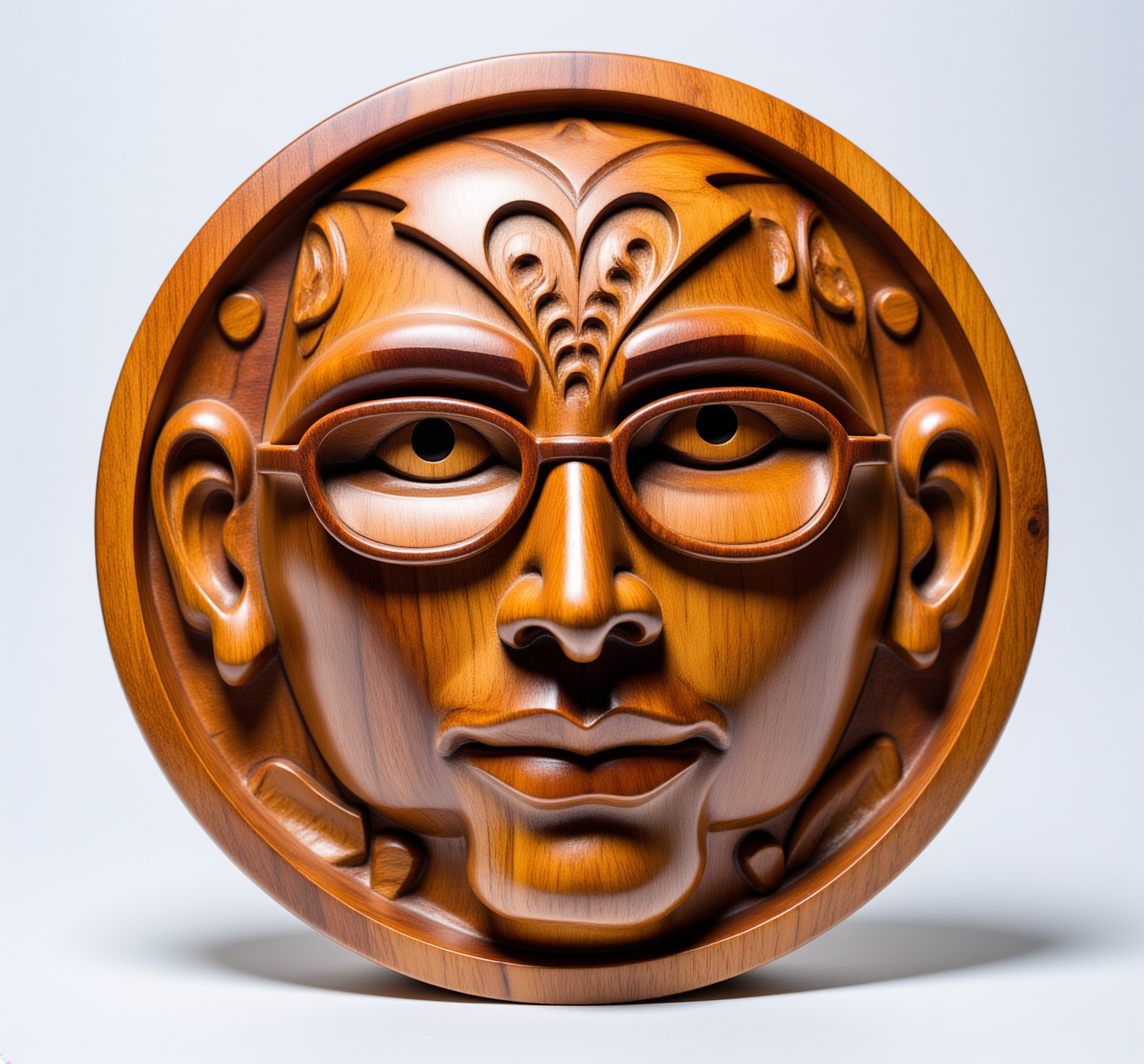 Firefly_hungarian wood sculpture of THE FACE, with glasses, caustic light patte 634131